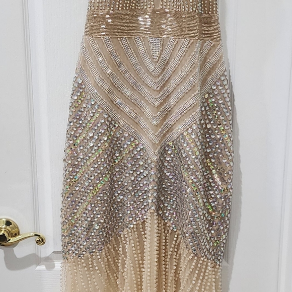 Beaded Halter Neckline Mermaid Dress - Stunning Tulle Evening Prom Dress - Picture 9 of 11